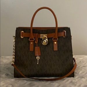 Michael Kors Hamilton Lock Key Leather Satchel Bag
